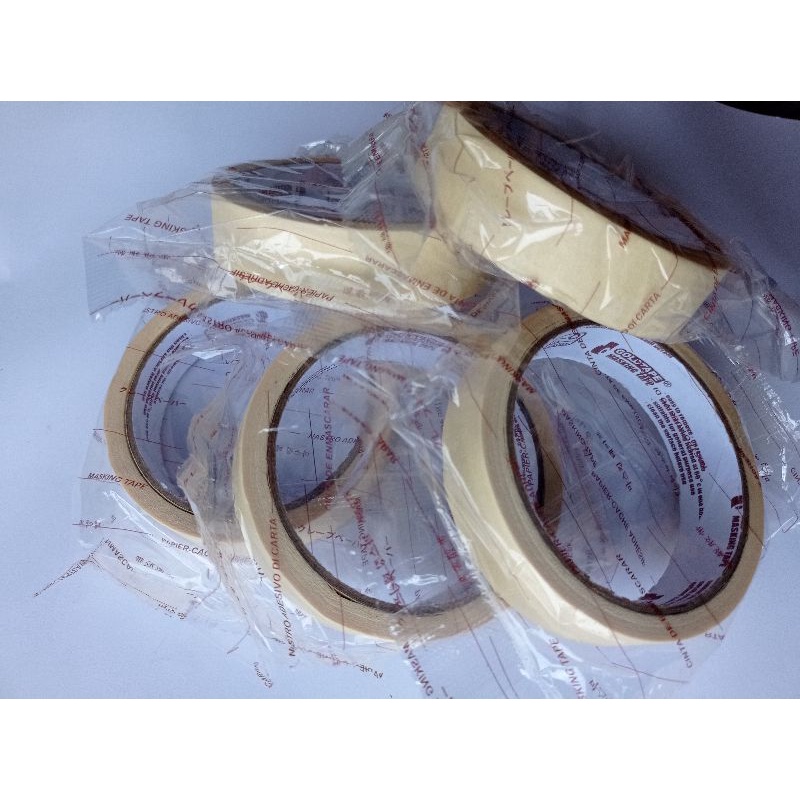 Lakban Kertas Masking Tape BAZIC 1inch x 20 Yard / Isolasi Kertas Murah Ukuran Sedang