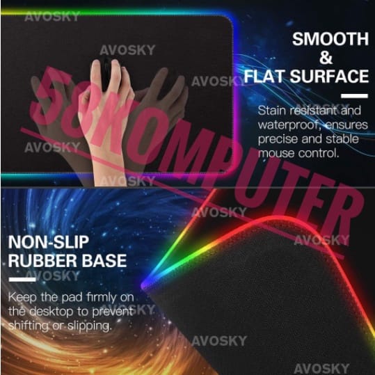 Mose Pad Rgb Rgb Xl Lampu Led Usb 300 X 800 X 4 Mm MOSE MAUSE MOUSE PAD GAMING LED RGB