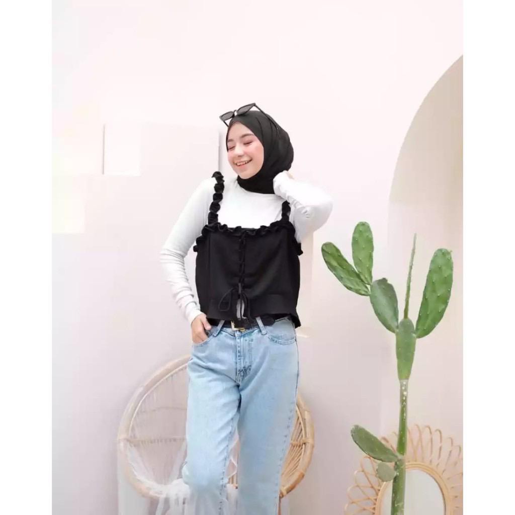 1KG MUAT 8PCS | TANKTOP MICHALE OUTER BLACK HITS SELEBGRAM FASHION OOTD WANITA