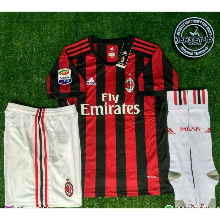 Hot Jersey Baju Kaos Kaki Celana Ac Milan Home 17/18 Grade Ori Patch Murah |