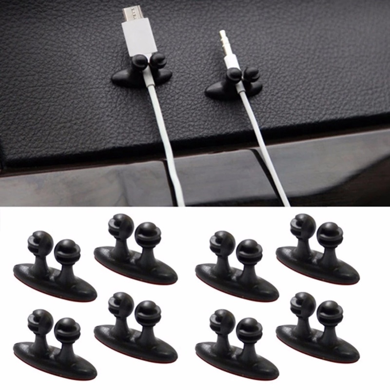 [8Pcs Car Wire Cable Holder ][Car Wire USB Cable Holder ][Tie Clip Fixer Organizer][Adhesive Car Charger Line Clasp Clamp USB Cable Car Headphone Cable Clip ]