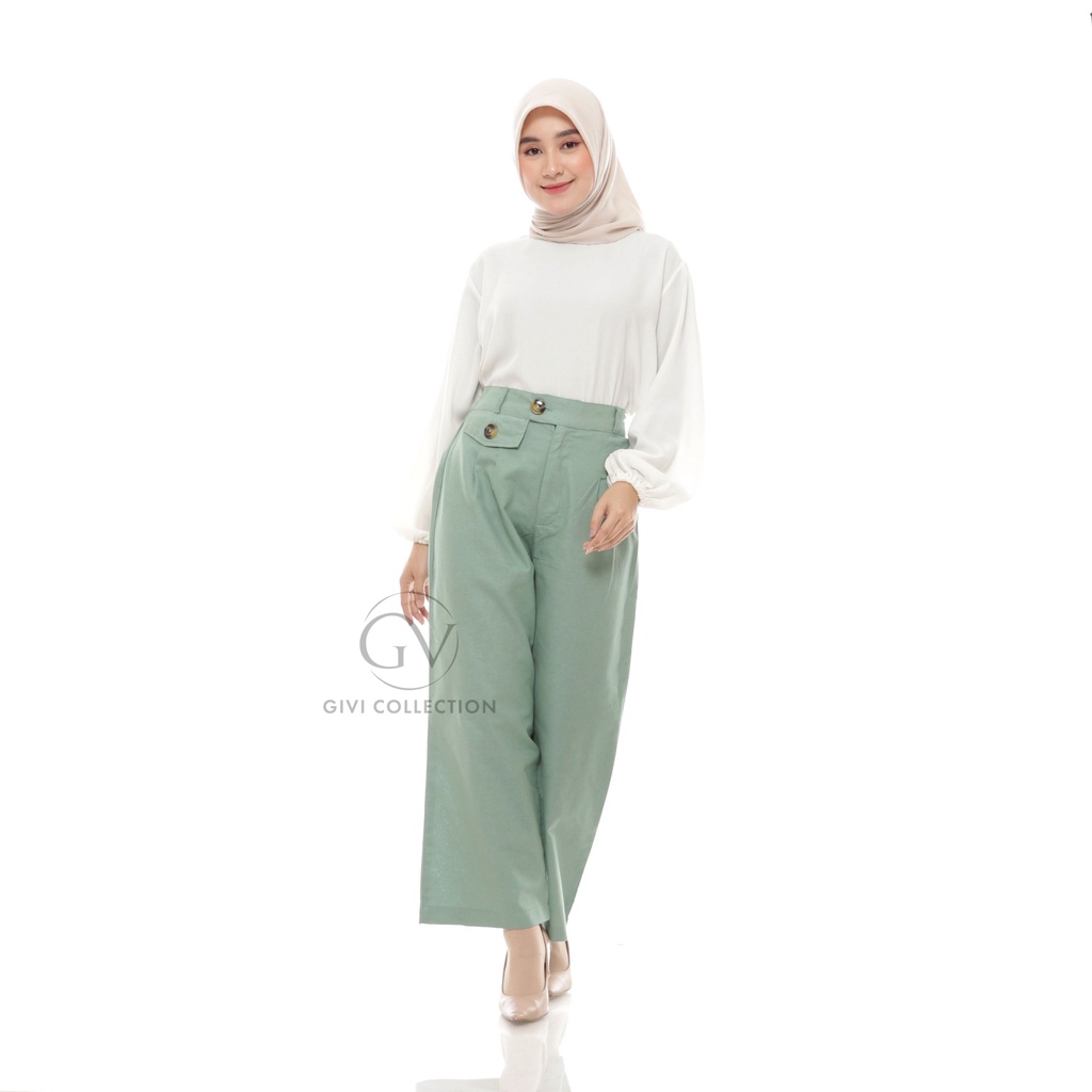 Celana Kulot Highwaist Bahan linen rami / kulot rami