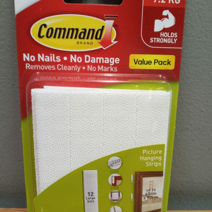 

3M COMMAND LARGE PICTURE HANGING STRIPS 17206-12 KAPASITAS 7.2KG