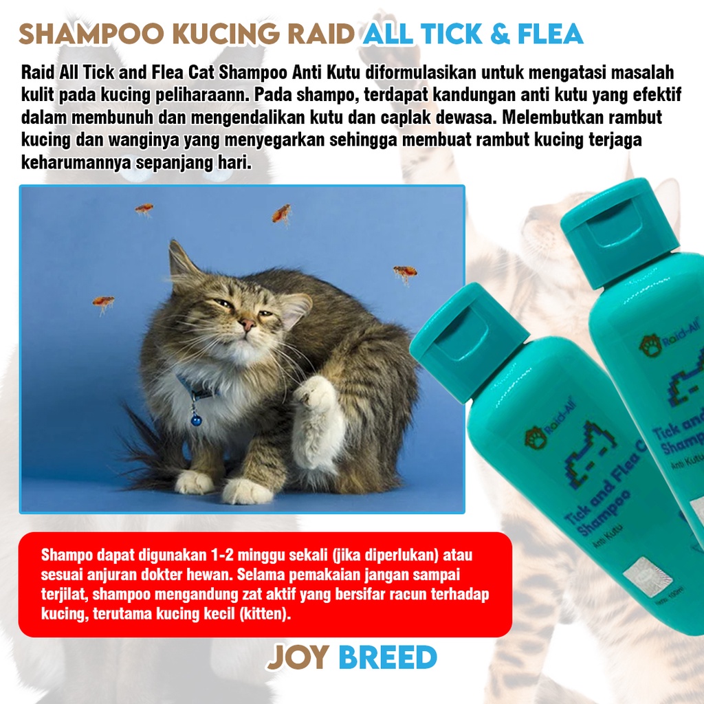 SHAMPOO KUCING RAID ALL TICK &amp; FLEA 100ML SHAMPOO KUCING ANTI KUTU MURAH | JOY BREED