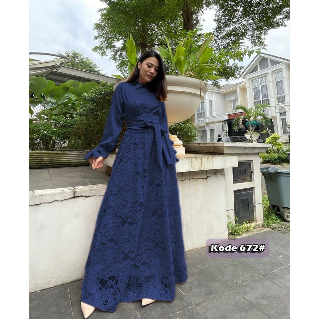 Dress Muslim fashion wanita / Dress brukat panjang/Gamis Wanita JessicaCollection 672#