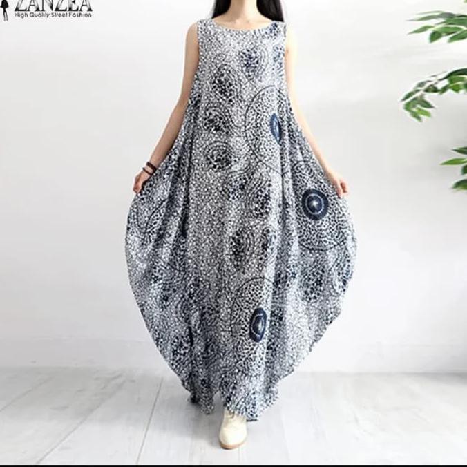 promo baju zanzea maxi flowy dress women blouse wanita terbaru