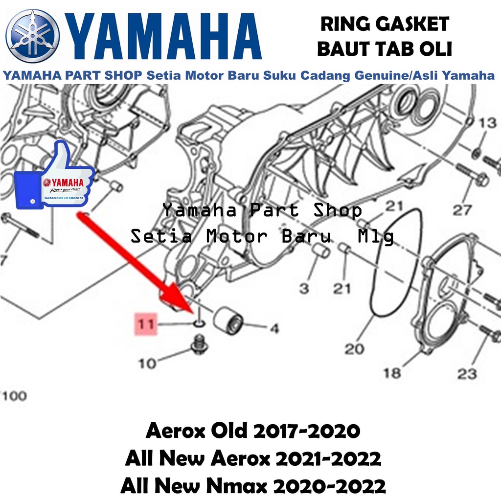 Ring Gasket Baut Tab Oli Mesin Aerox Old All New Aerox Nmax N Max 2020 Lexi Asli Yamaha Setia Motor 