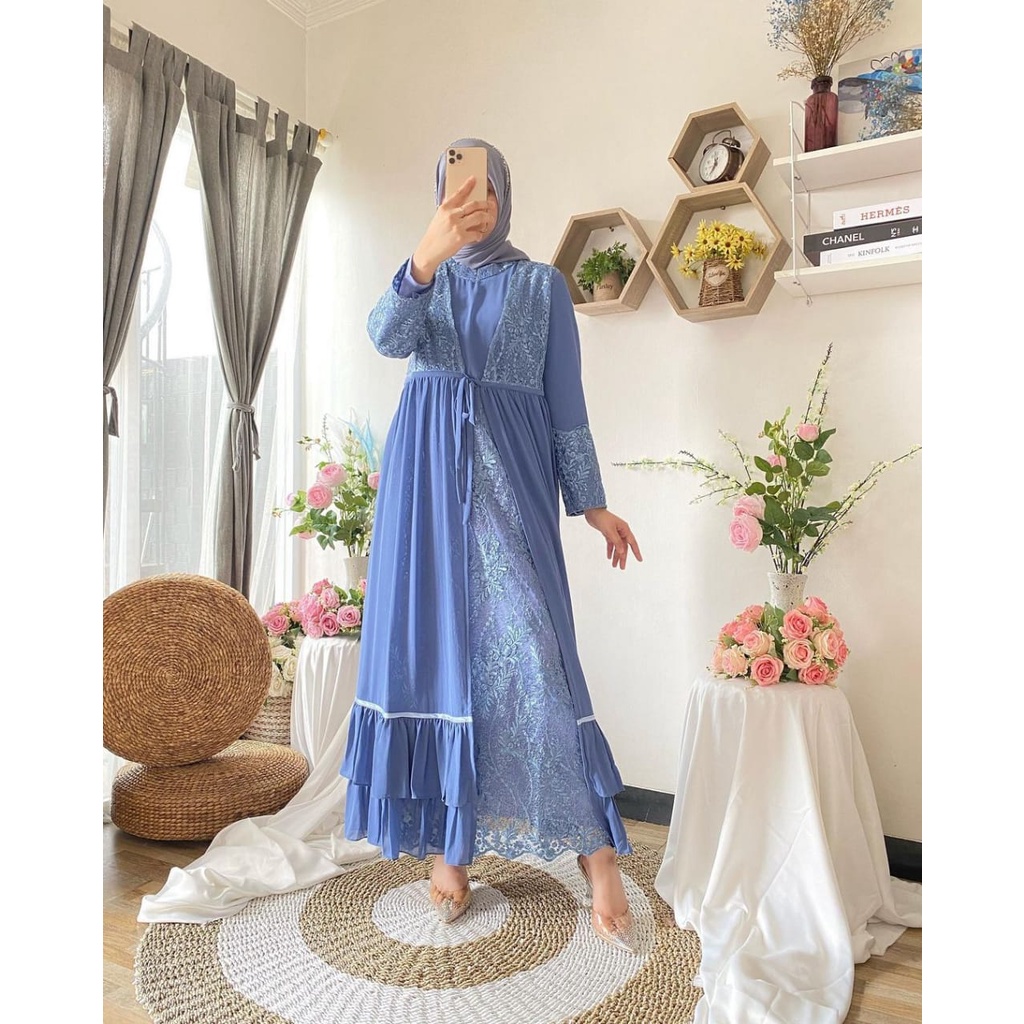 (COD) KEBAYA PESTA INDONESIA ZIZIA DRESS PREMIUM GAMIS TILE SPIDER TALI PITA MODERN SUPER MEWAH DAN ELEGAN TERBARU 2021 MATT TILE SPIDER MIX CERUTY BABY DOLL GAMIS BROKAT KEBAYA MODERN GAMIS PESTA HIGHT QUALITY ORIGINAL BY BURA 100% REALPICT