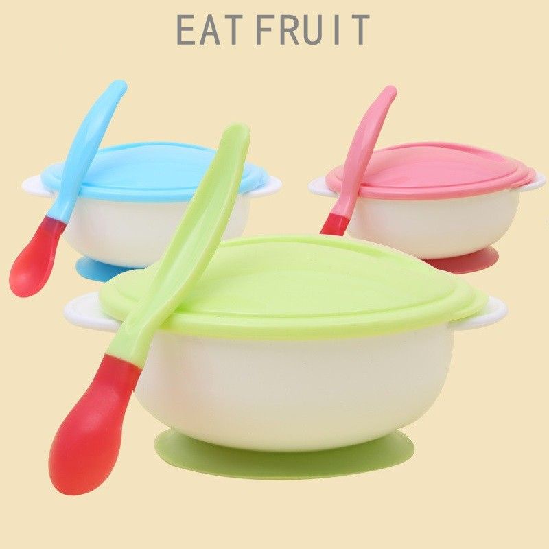 mangkok bayi anti tumpah/mangkok sendok plastik