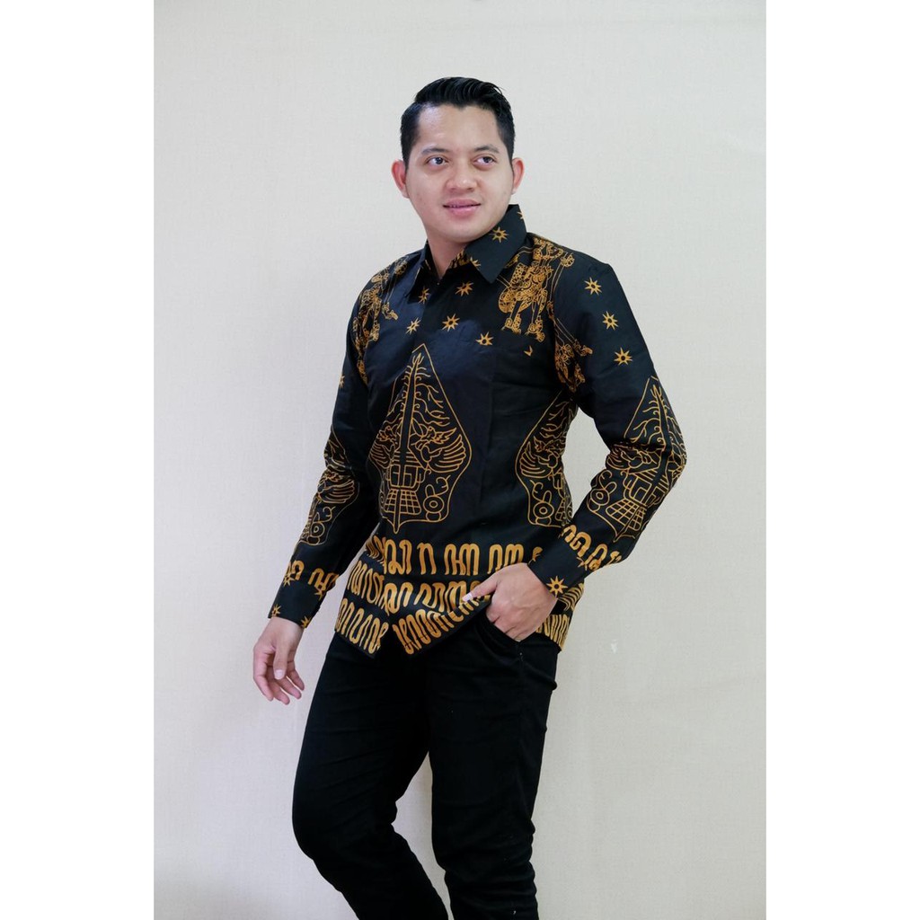 WAYANG EMAS KUNING kemeja batik pria lengan panjang terbaru ORIGINAL panjang modern PREMIUM