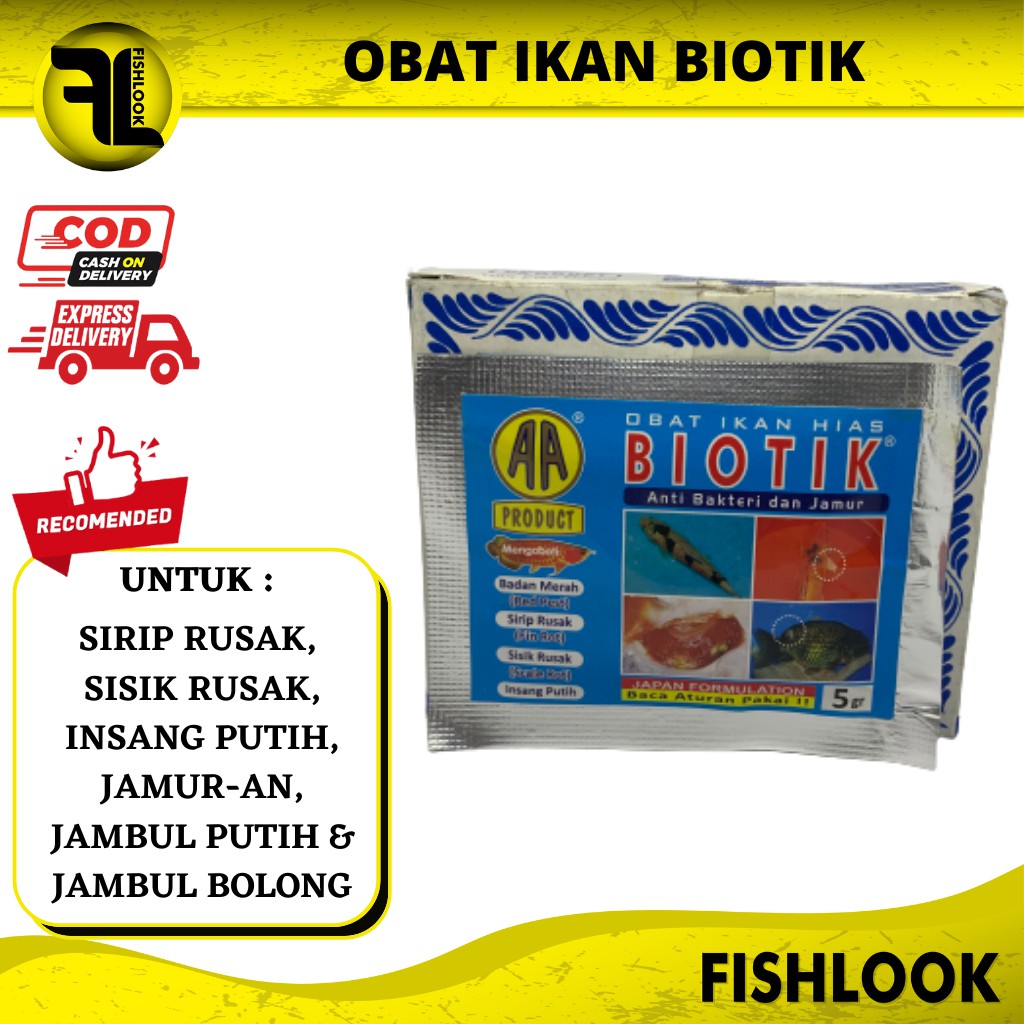 BIOTIK Obat Ikan Hias / Koi 5g 5gr 5 gr / gram Anti Bakteri dan Jamur Obat Ikan Hias Biotik Obat