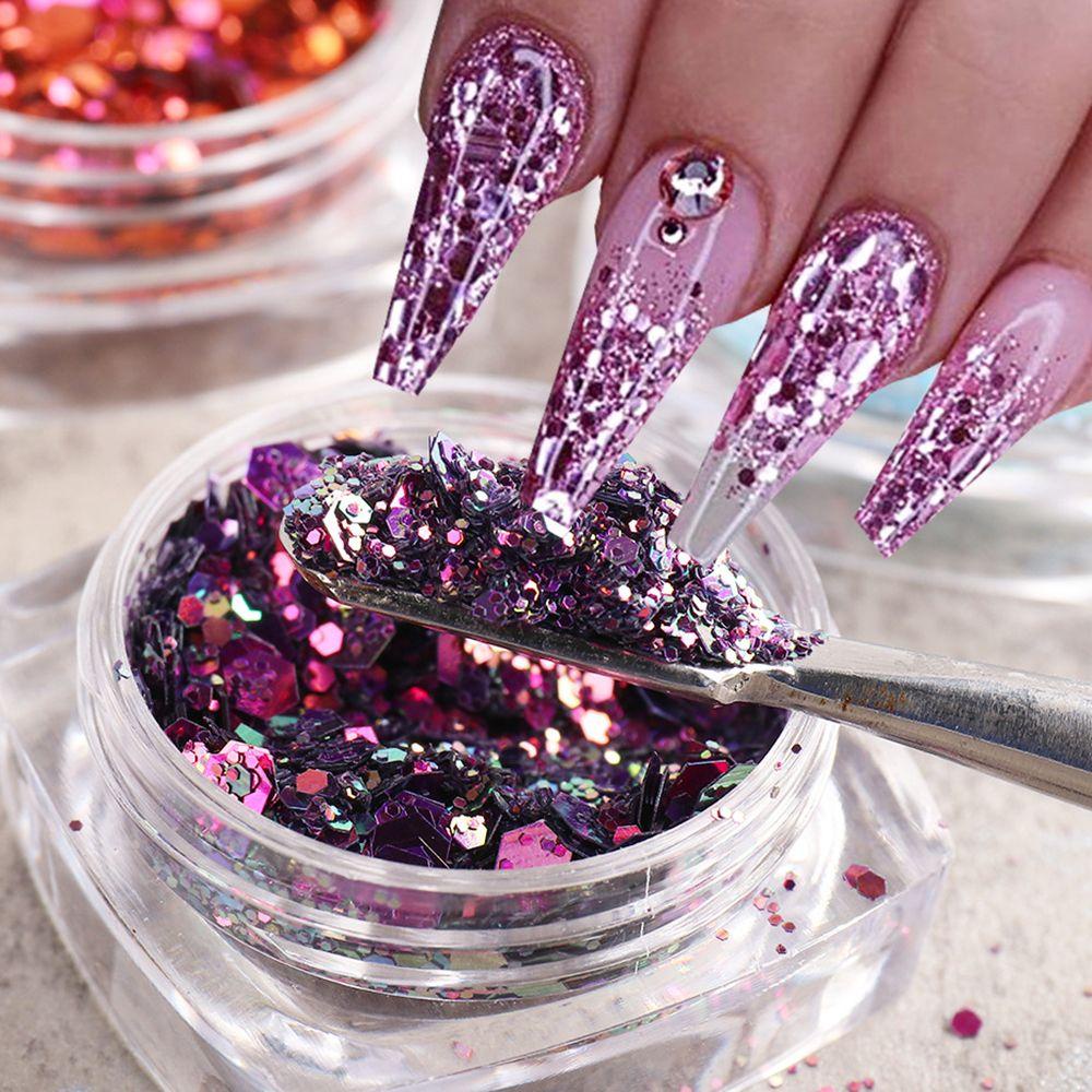 1 Kotak Sequin Glitter Bentuk Heksagonal Untuk Dekorasi Nail Art