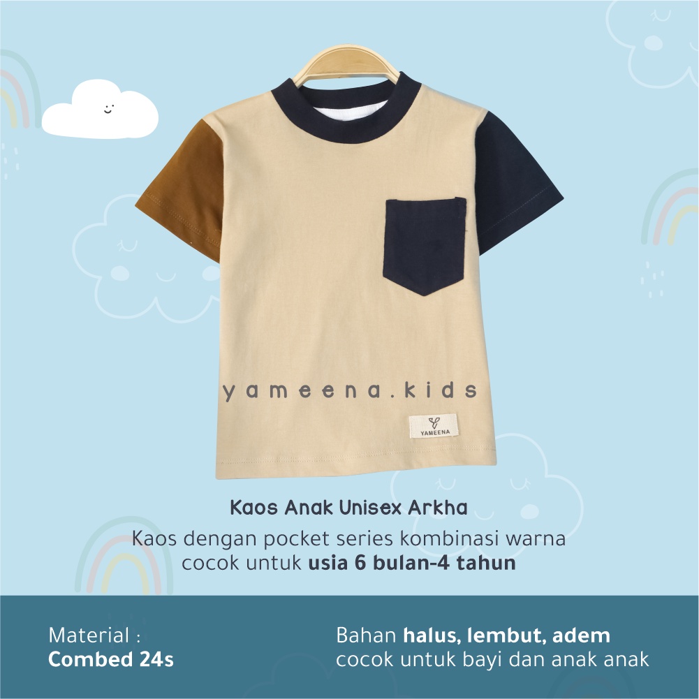 Yameena Kids Baju Kaos Anak Unisex Arkha Saku Anak Laki Laki Dan Perempuan Untuk Usia 6 Bulan-4 Tahun By Yameenakids