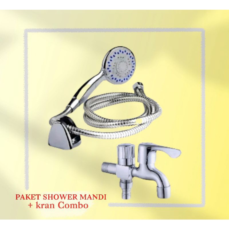 Paket Shower Mandi Murah sepaket kran combo stainless ukuran drad 1/2 inch