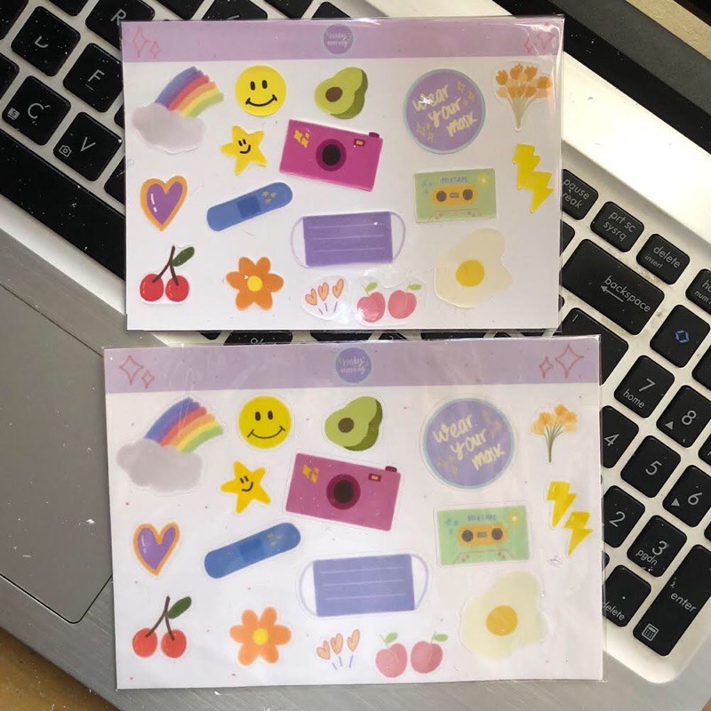 Jual random sticker set by sunday moerning aesthetic cute laptop case