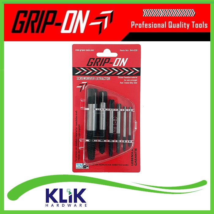 Grip On Tap Balik Set 6 Pcs Buka Baut Rusak Patah Screw Extractor 6pcs