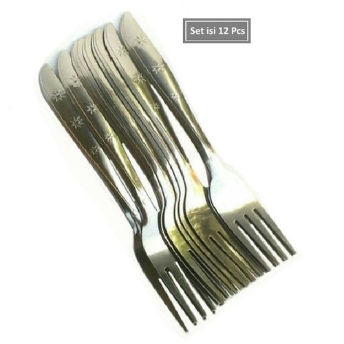 12pcs Garpu Makan Stainless Motif Bintang