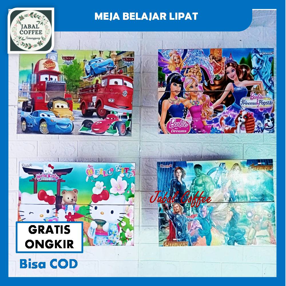 Meja Lipat Belajar Anak /Meja Belajar Kayu Lipat Karakter / Meja Lipat Murah Ukuran 48x32 Cm