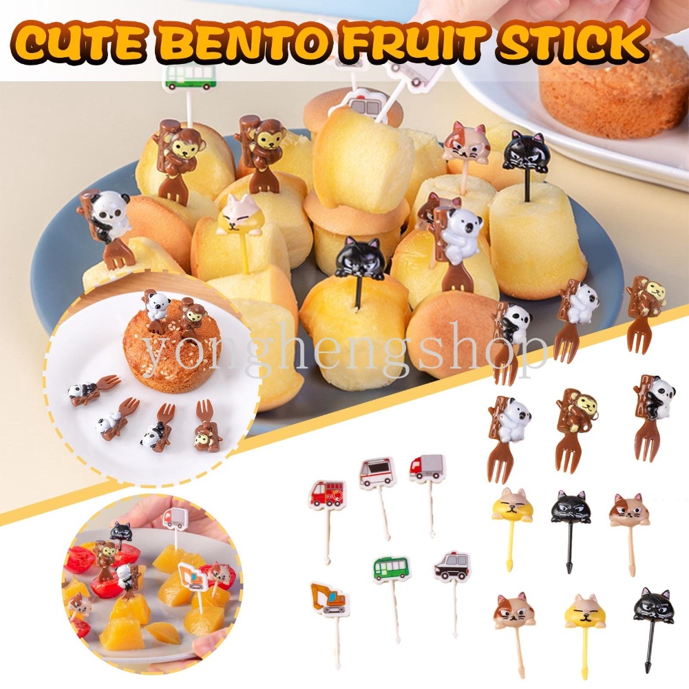 6pcs / set Garpu Tusuk Gigi Desain Kartun Kucing Koala Beruang Untuk Makanan Ringan Anak