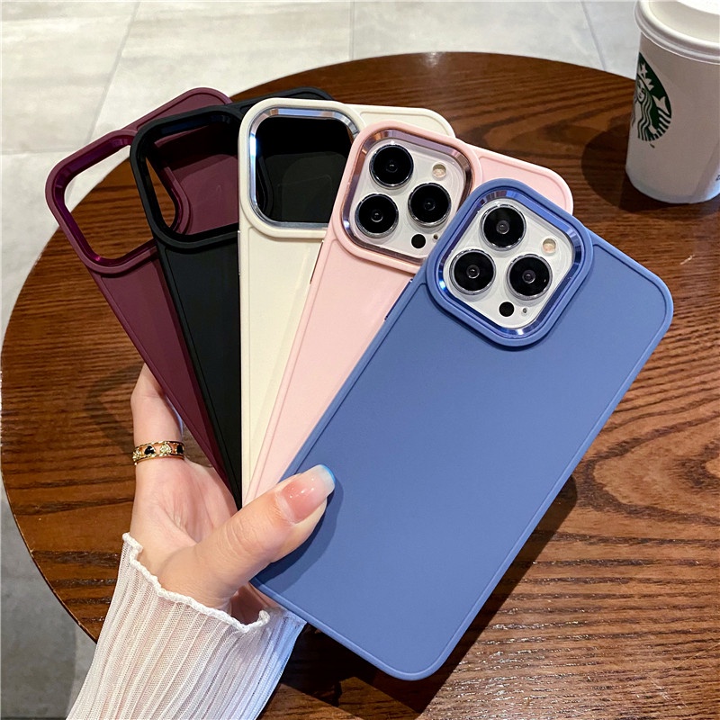 Hard Case Pelindung Lensa Kamera Bahan Silikon Logam Tahan Banting Untuk iPhone 11 12 13 Pro Max