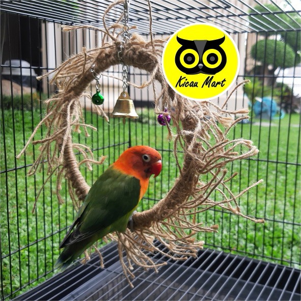 AYUNAN BURUNG TALI SERAT TANGKRINGAN GANTUNG MAINAN NURI PARKIT LOVEBIRD PARROT PAROT FALK NURI AYCL