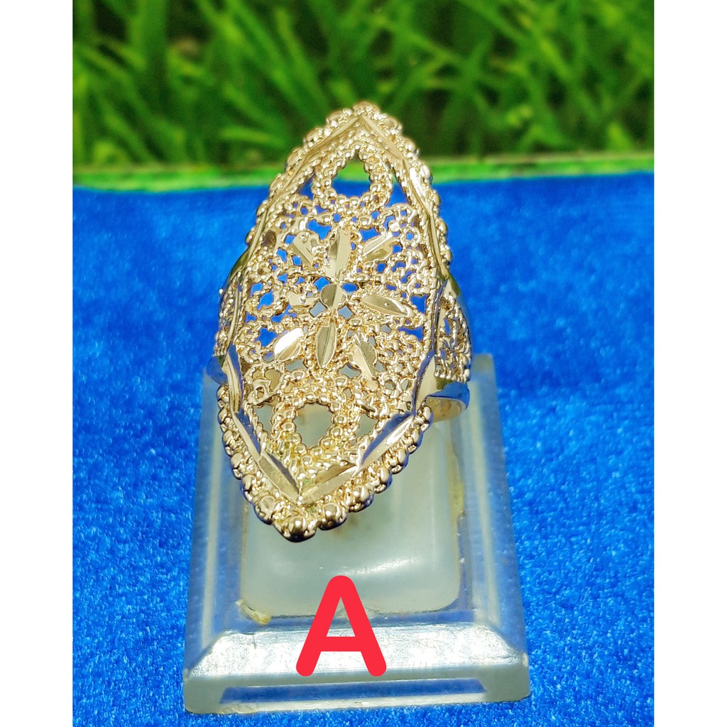 Cincin model kerawangan lapis emas 18k