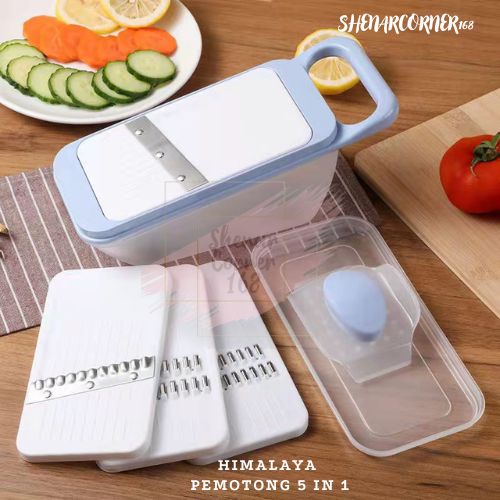 SHENAR PEMOTONG SAYUR PARUTAN 5 IN 1 / PEMOTONG SAYURAN BUAH 5 IN 1 DENGAN WADAH - HIMALAYA CUTTER 5IN1,SHENARCORNER168