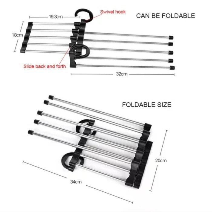 Gantungan Hanger 5 in 1 Stainless Steel Gantungan Multifungsi