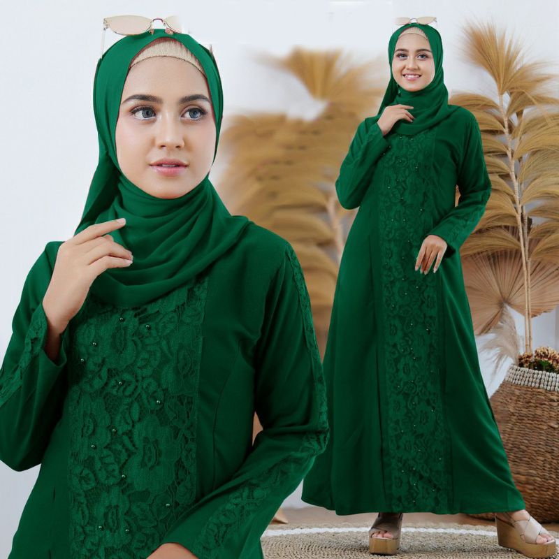 BAJU GAMIS BRUKAT BROKAT DRESS MURAH CANTIK MOTIF TIMBUL WANITA PEREMPUAN MUSLIM KONDANGAN PESTA SER