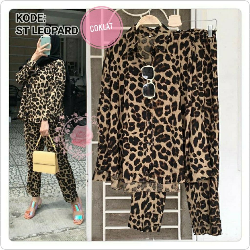 SETELAN LEO 5XL 4XL 3XL 2XL XL / 5ukuran MOTIF MACAN TUTUL / FASHION PAKAIAN WANITA TERLARIS TERBARU / BAJU PESTA SET