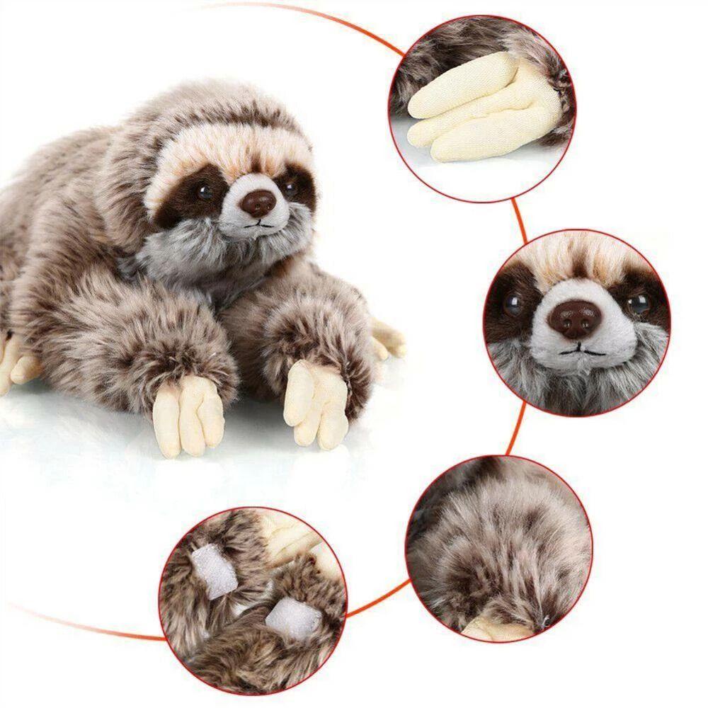 Rebuy Sloth Plush Toy Mainan Anak Ulang Tahun Boneka Binatang 35cm Tiga Berujung Hidup Nyata Lembut Mewah Sloth