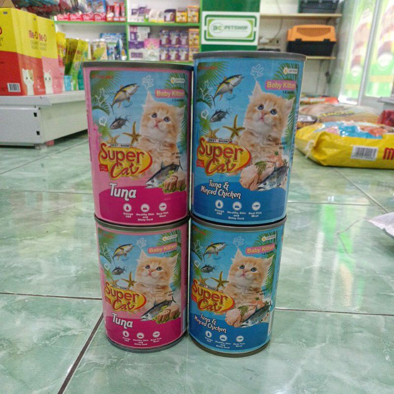 Supercat kaleng baby kitten all varian 400g/ supercat kaleng baby kitten