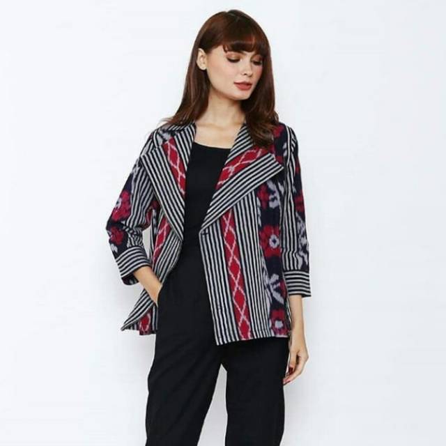Blazer wanita tenun motif Rose