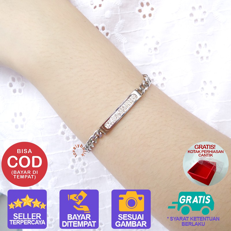 Lovelybutik Gelang Titanium Asli Anti Luntur  New Felice Gelang Tangan Wanita Titanium Anti Karat