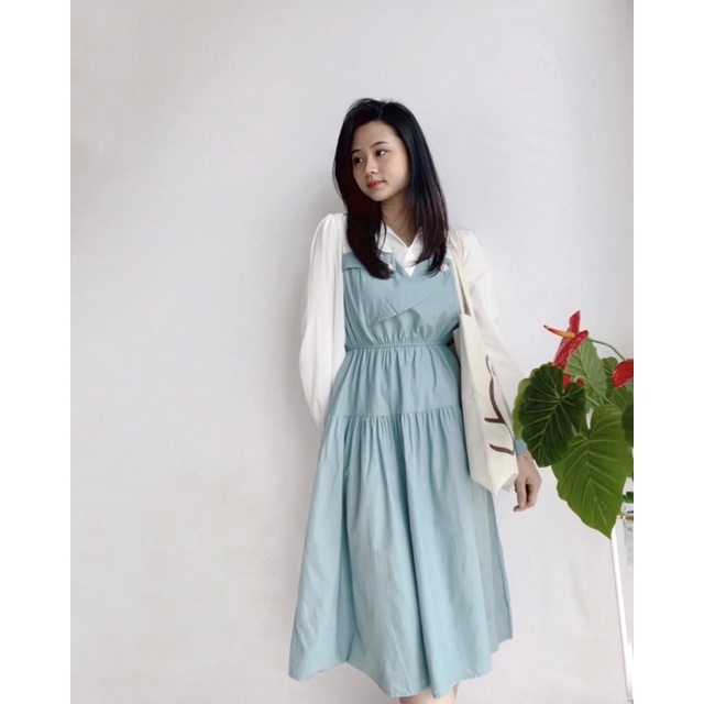 Kamelia Dress | Fashion Korean Style | Midi Dres Korea karet pinggang