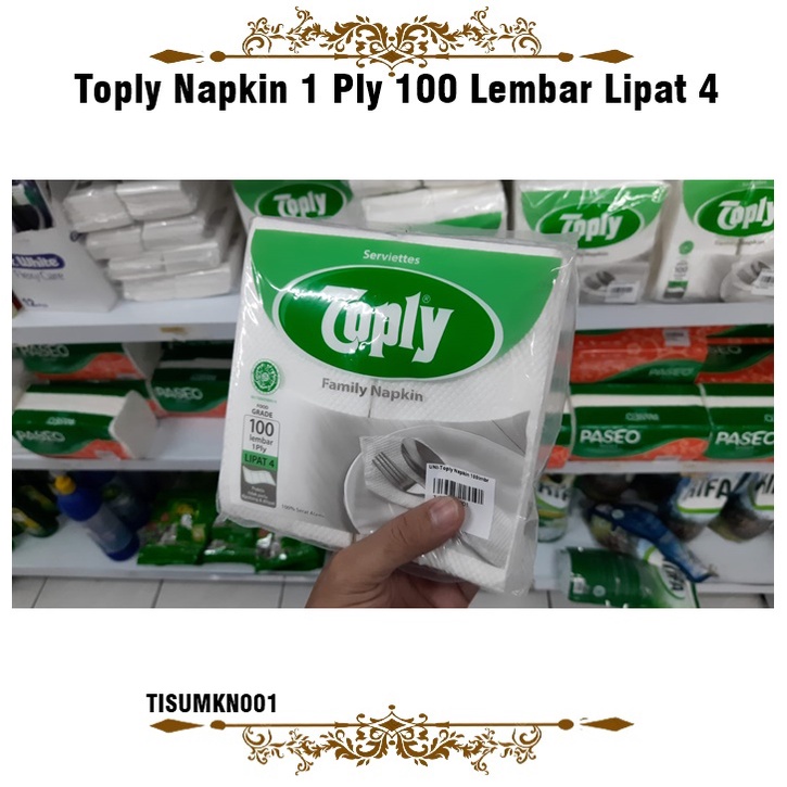 [1kg 4pcs] Tisu Makan/Napkin/Serviettes Toply 100 Lembar Lipat 4