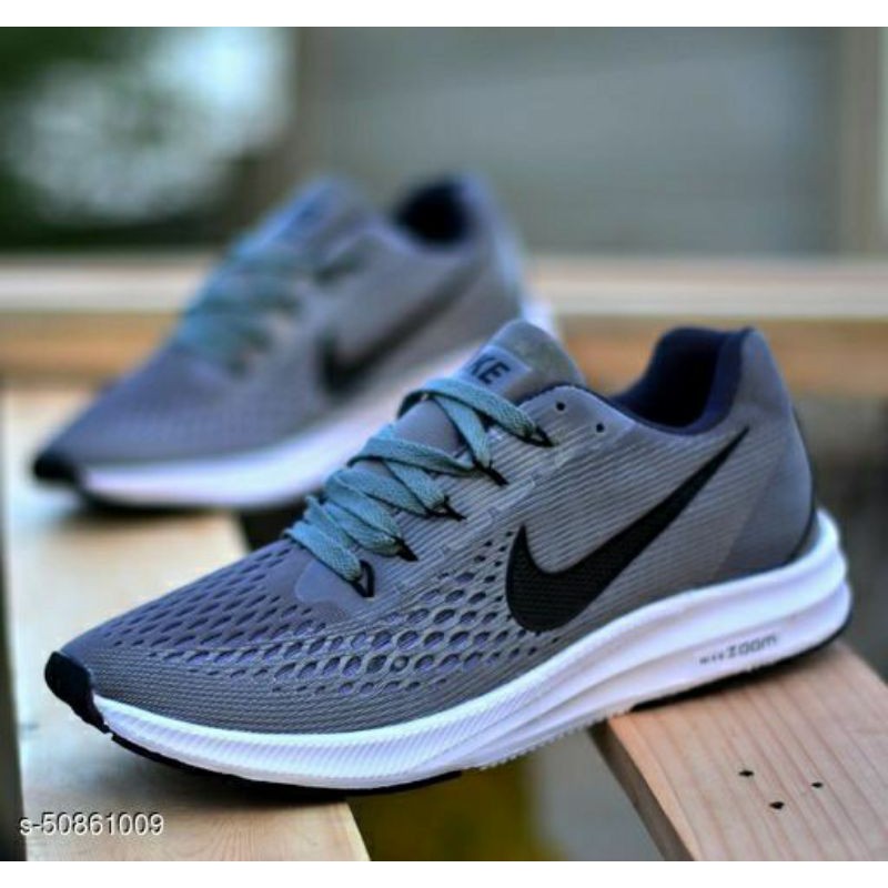 Sepatu Cowok / Pria Nike Zoom Casual Sneaker Running Sport Shoes Spatu Santai Olahraga - Grey