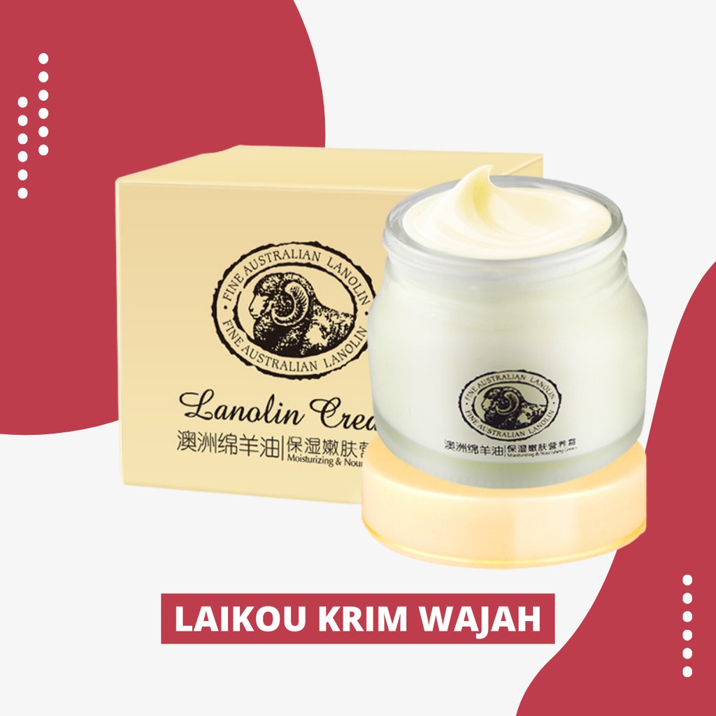 Krim Wajah Anti Aging Laikou [ORIGINAL PRODUCT] Cream Sheep Oil 90Gram Fit Any Skin