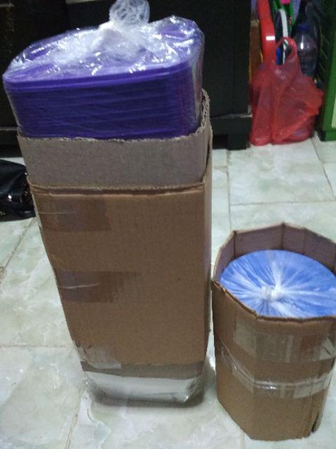 Piring Lepek/kecil/tatakan Gelas Plastik Warna Biru Harga 1 Roll Isi 50 Pcs