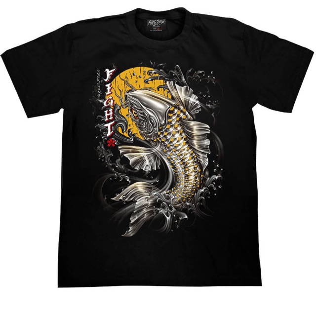 Kaos Unisex Pria / Wanita Rock Chang (3D 101) Motif Koi Glow in the Dark IMPORT BANGKOK Rockchang