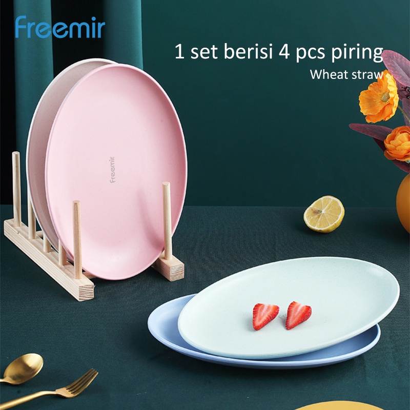Freemir Set 4 pcs Piring Telur 26cm Piring Makan Oval Wheat Straw BPA Free Mix Warna Set 4 Pcs Free-4