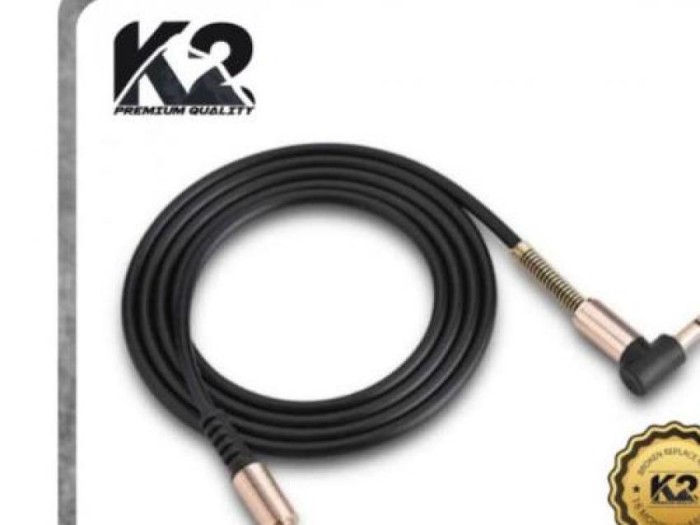 Kabel Aux K2 PREMIUM QUALITY Audio Extender 1M Jack 3.5mm Hifi - Hitam