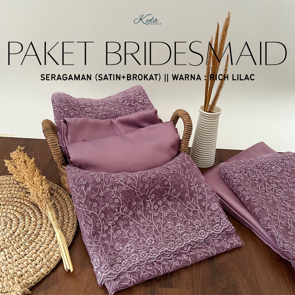 Jual Paket Kain Bridesmaid Premium Lengkap Satin Kebaya Brokat Warna