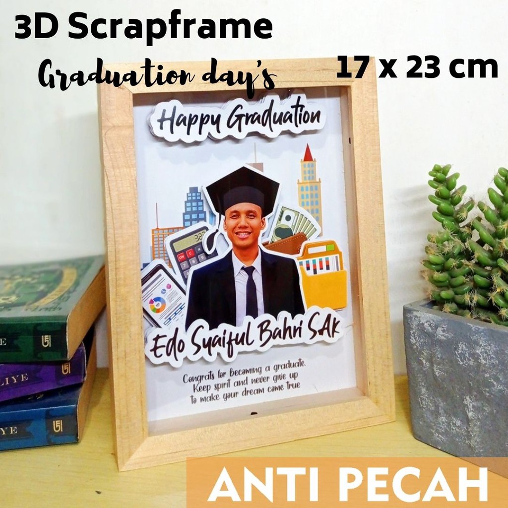 Kado Wisuda Scrap Frame 3D Foto Graduation Bisa Custom