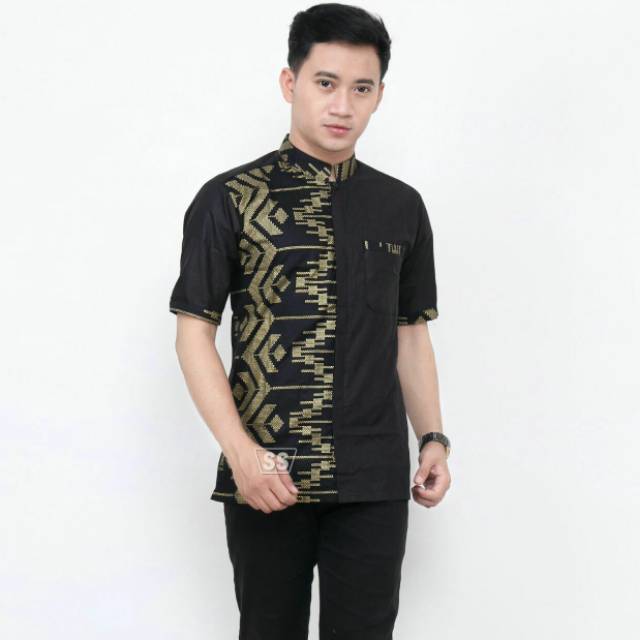 Koko zigzag hitam kombinasi gold BY DISTRO BATIK