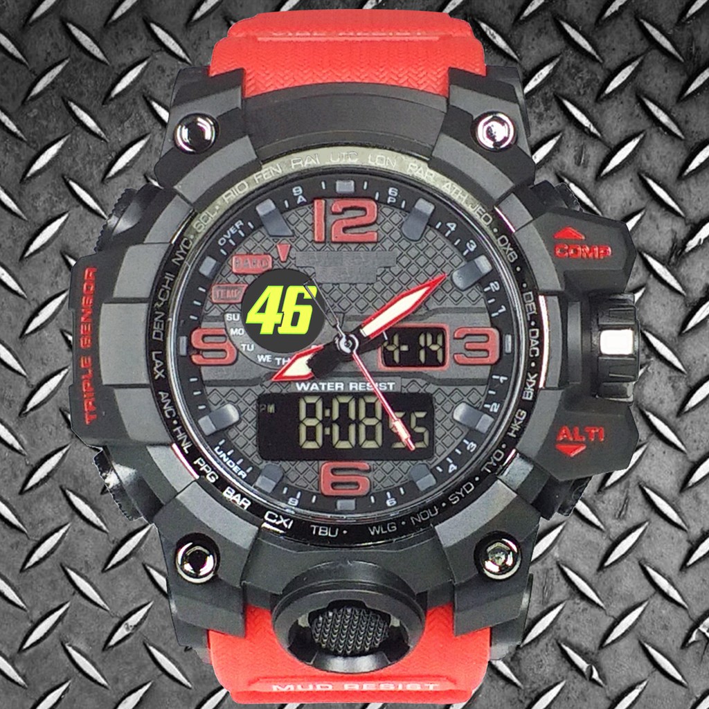 (Istimewa Bossque) Jam VALENTINO ROSSI 46 DT Tali Merah (Exclusive)