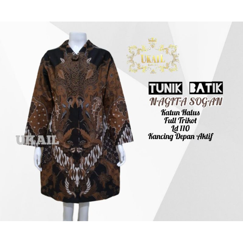 tunik batik full trikot LD110 kancing depan