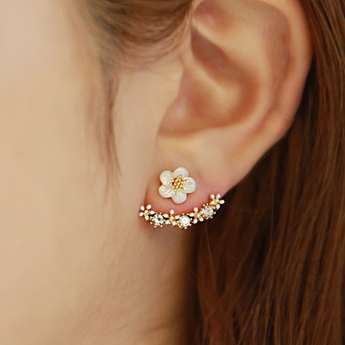 Sterling silver jarum gaya Korea little Daisy stud anting-anting bunga anting-anting