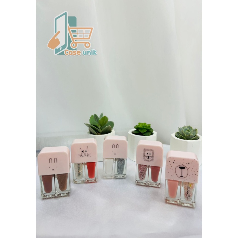 2IN1 KUTEK CAT KUKU KOREA LUCU 2 WARNA GEL NAIL POLISH CS3987