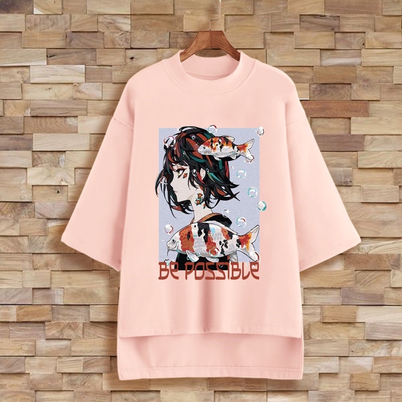 PUFFY_ID kaos oversize tunik wanita BE POSSIBLE tshirt big size cewek premium